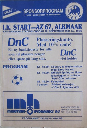 AZ Programma 16-sep-1981 IKStartKristiansand uit